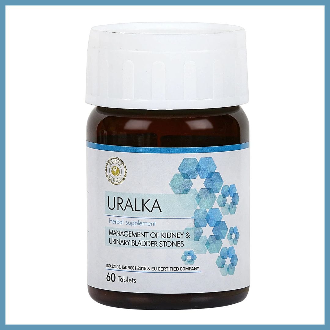 Surya Herbal HerbRoot Uralka: Herbal Kidney & Bladder Stone Management Tablets (60 Tabs)