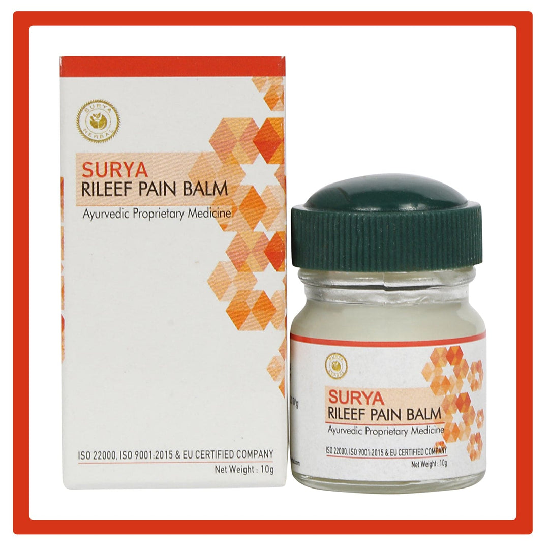 Surya Herbal Relief Pain Balm (10 gms): Natural Ayurvedic Solution for Joint Pain, Sprains and Backache