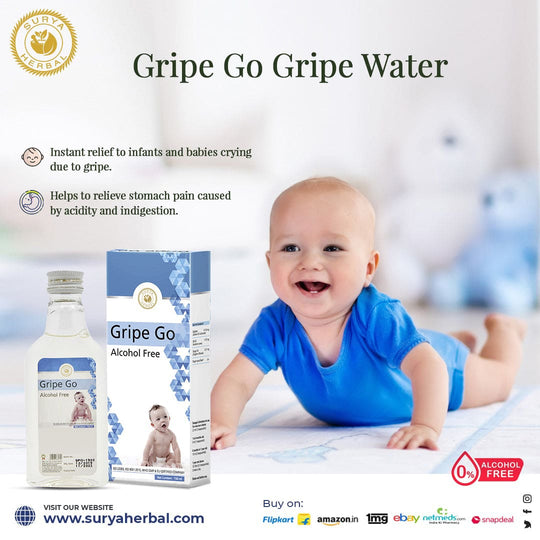 Surya Herbal Gripe Go (150 ml) - Alcohol-Free Relief for Baby Gripe and Indigestion