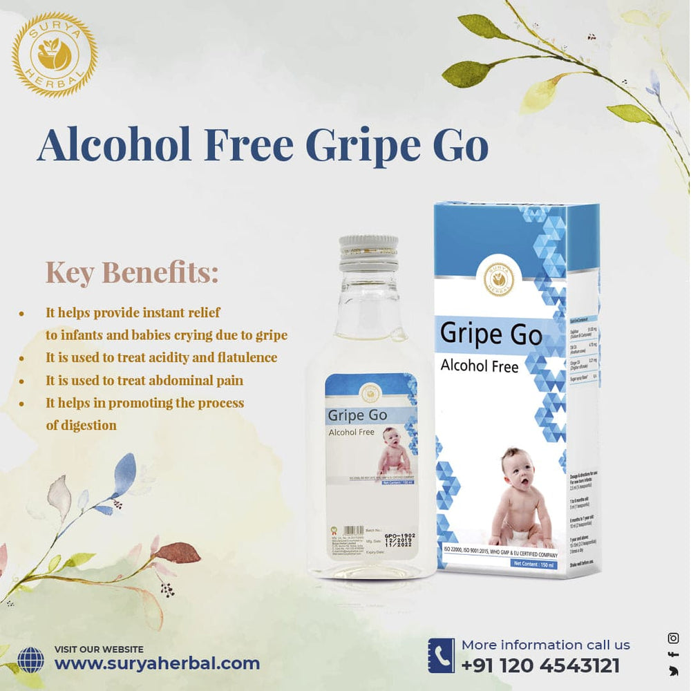 Surya Herbal Gripe Go (150 ml) - Alcohol-Free Relief for Baby Gripe and Indigestion