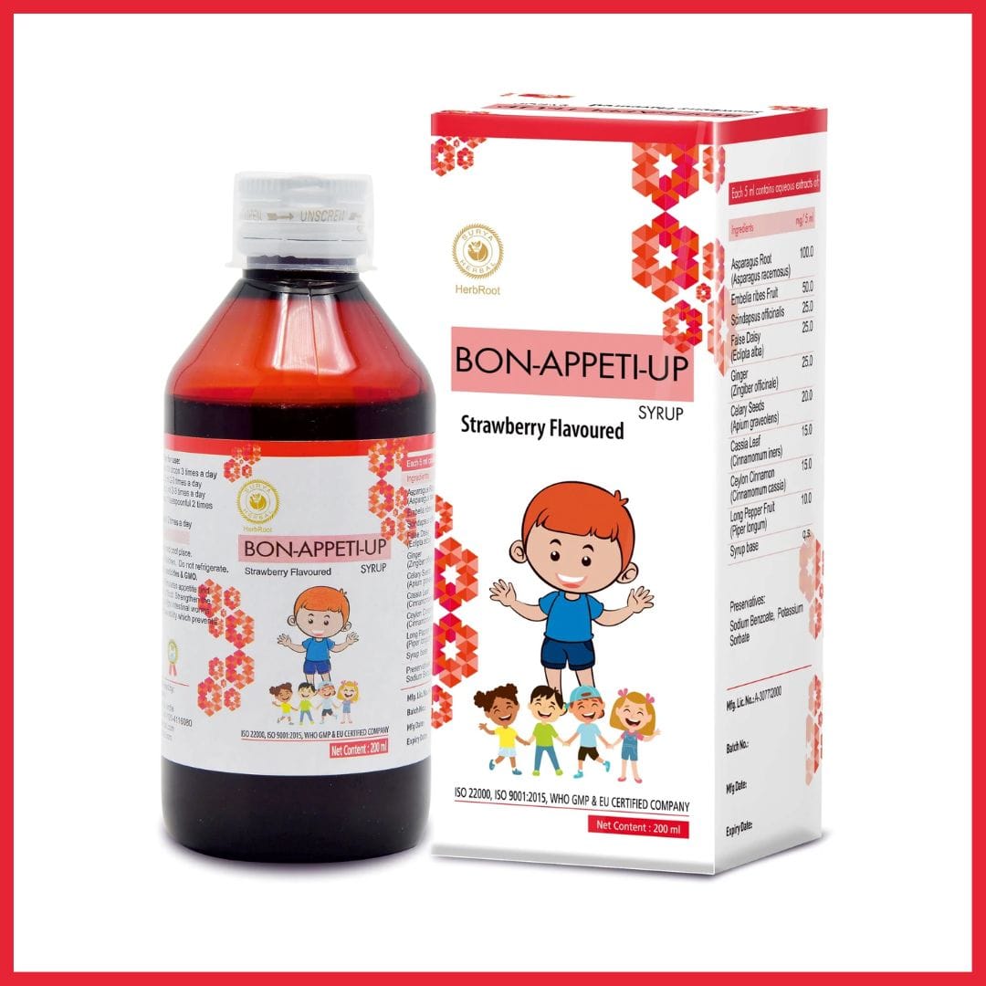 Rediscover the joy of eating and optimize digestive health with Surya Herbal Bon-Appeti-Up Syrup. Formulated with a symphony of nature's finest digestive herbs, this elixir is tailored to stimulate appetite and aid in the thorough assimilation of food.