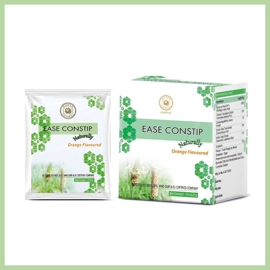 Surya Herbal Ease Constip Naturally Powder (57.5 gm x 10 sachets) - Natural Bowel Relief