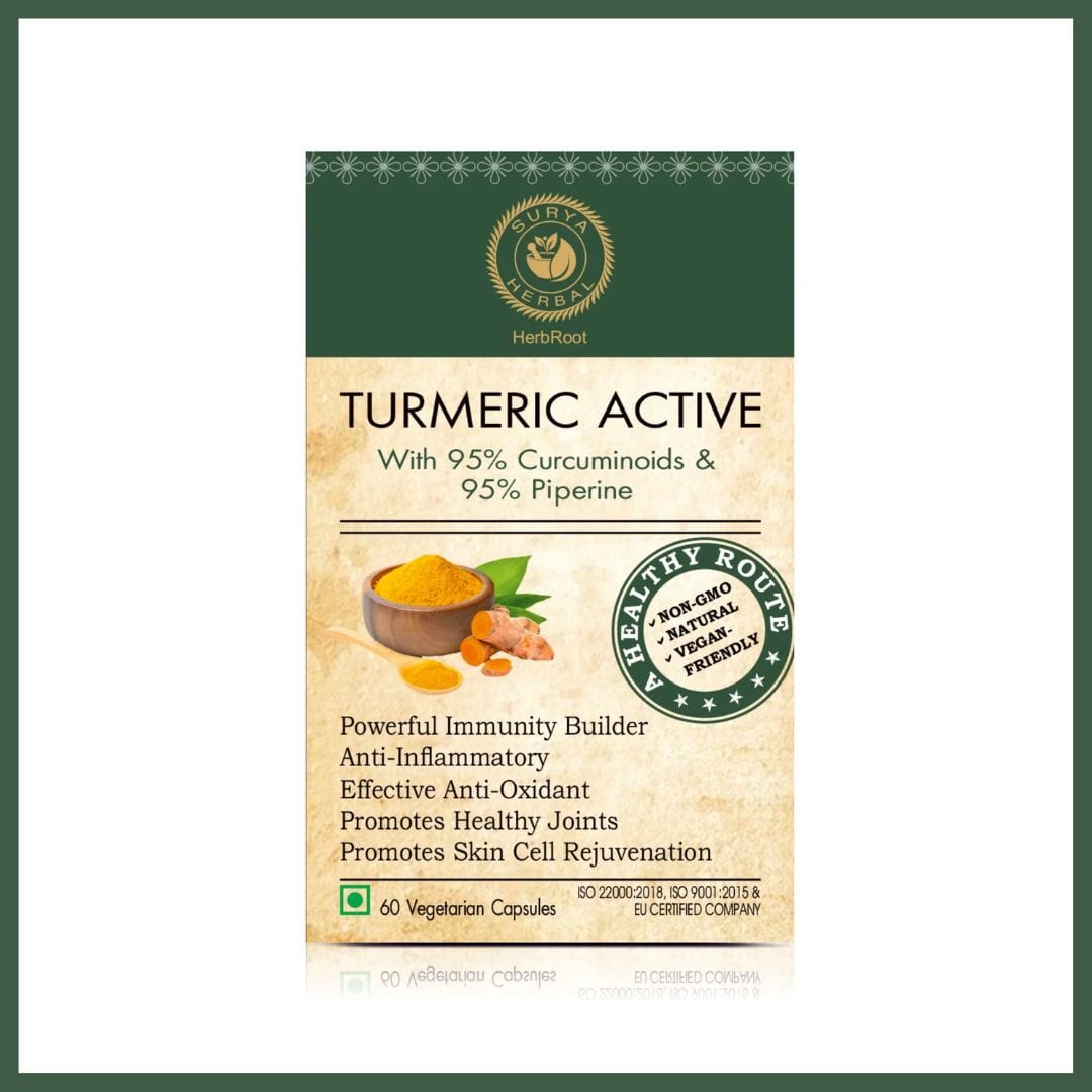 Surya Herbal HerbRoot Turmeric Active with Black Pepper Extract Capsule (60 Capsules)